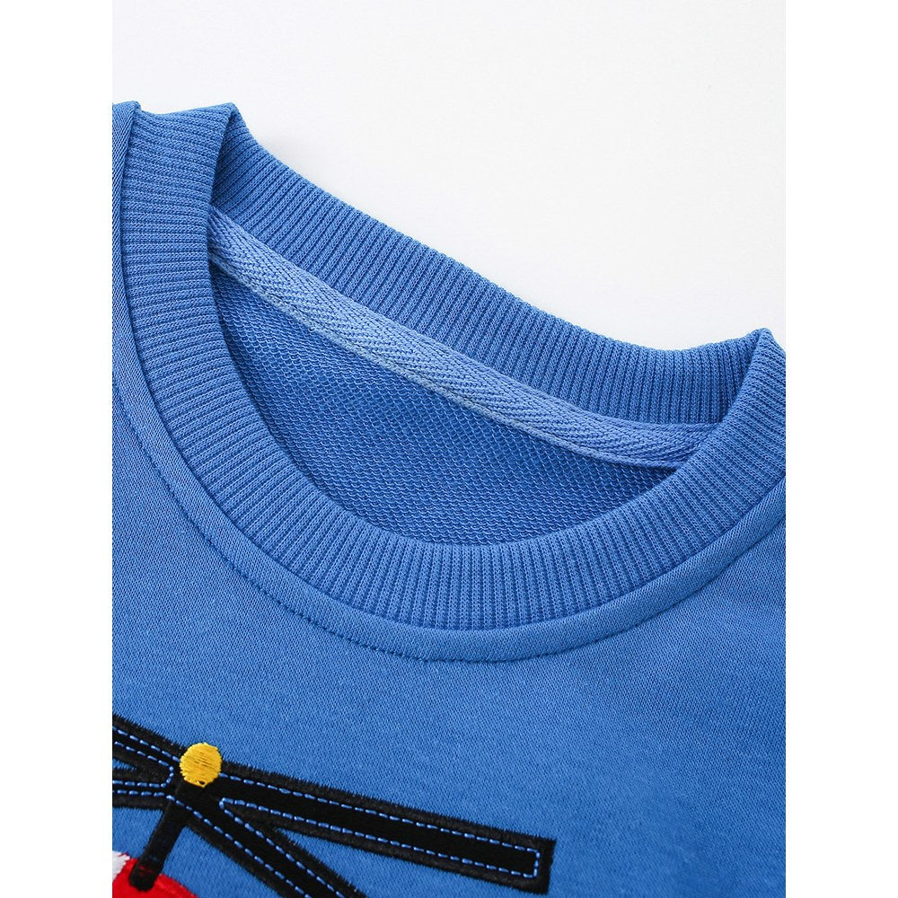 Kids Boys Cartoon Pattern Crew Neck Long Sleeves Sweatshirt