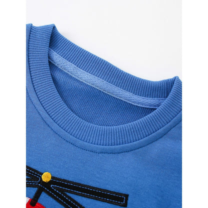 Kids Boys Cartoon Pattern Crew Neck Long Sleeves Sweatshirt