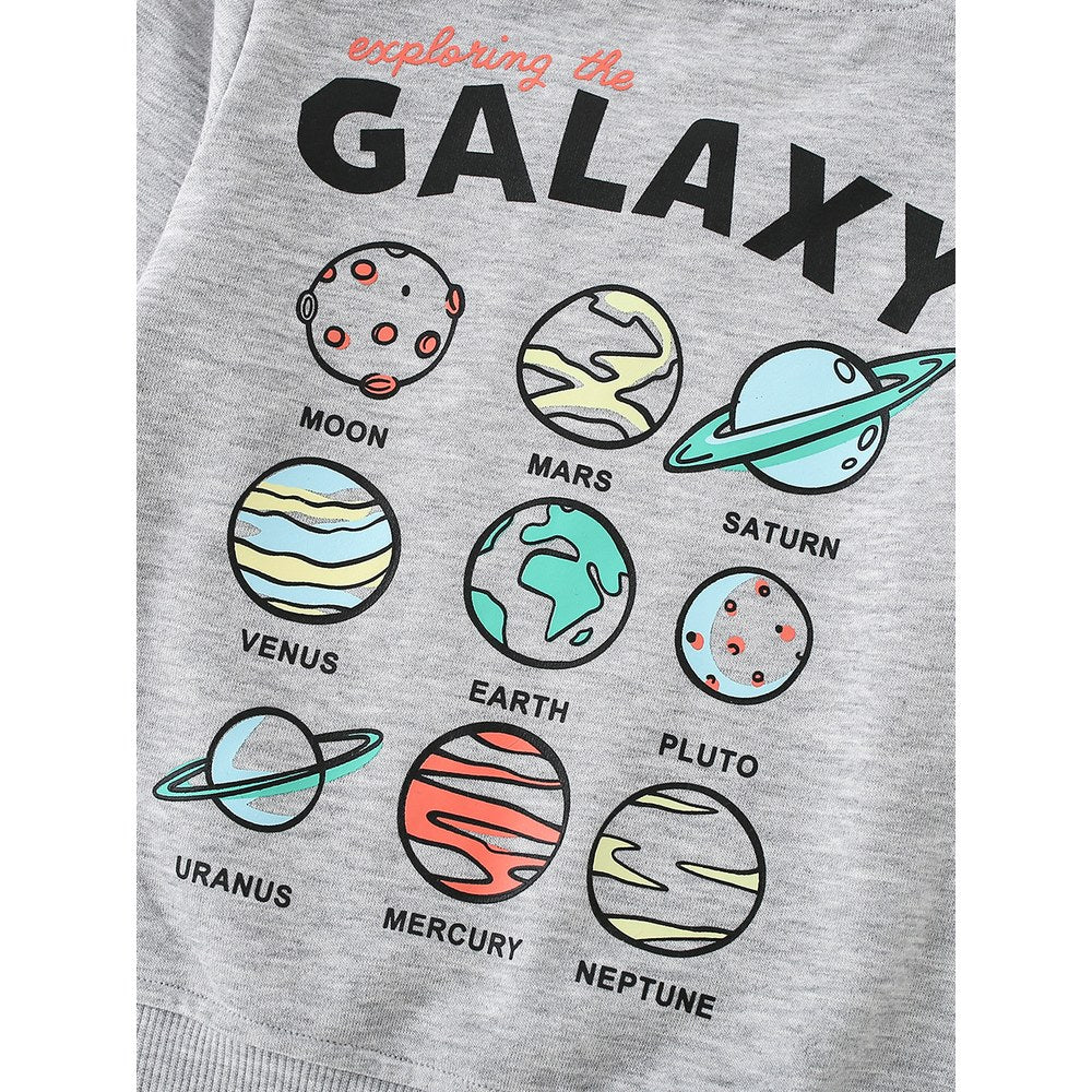 Kids Boys Cartoon Pattern Crew Neck Long Sleeves Sweatshirt