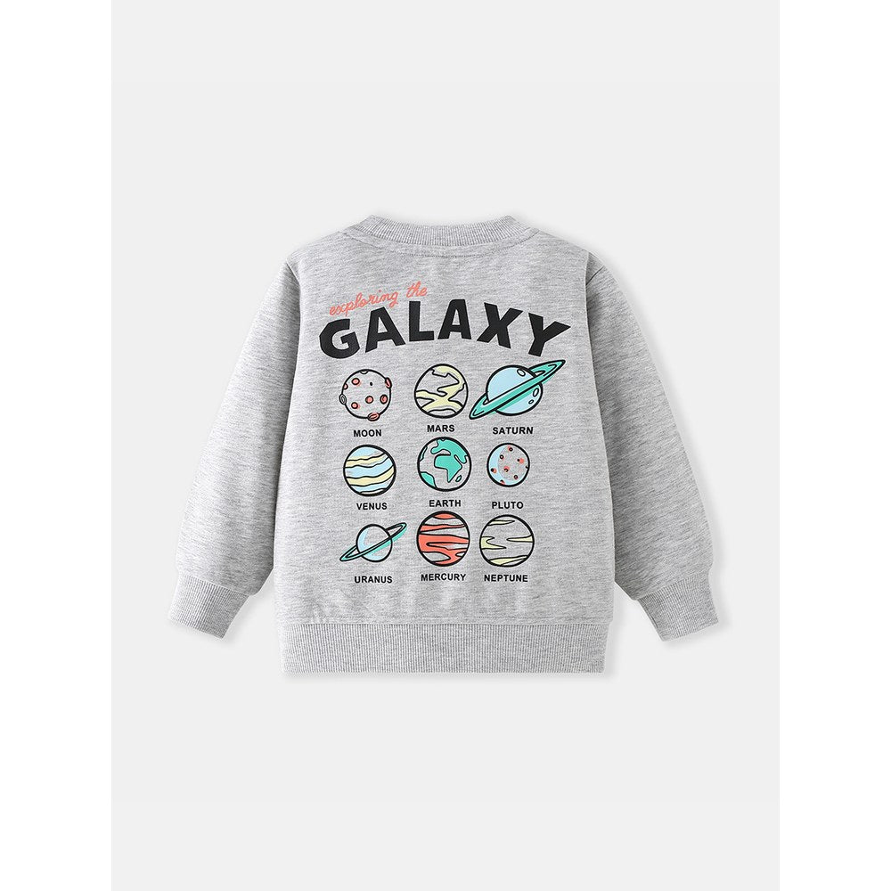 Kids Boys Cartoon Pattern Crew Neck Long Sleeves Sweatshirt