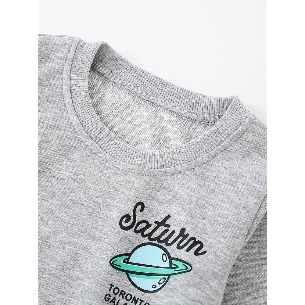 Kids Boys Cartoon Pattern Crew Neck Long Sleeves Sweatshirt