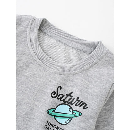 Kids Boys Cartoon Pattern Crew Neck Long Sleeves Sweatshirt