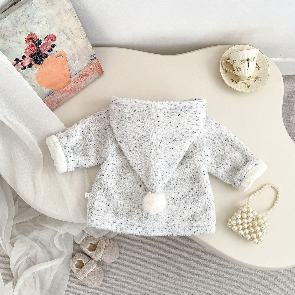 Baby Kids Girls' Fluffy Dots Pattern Coat