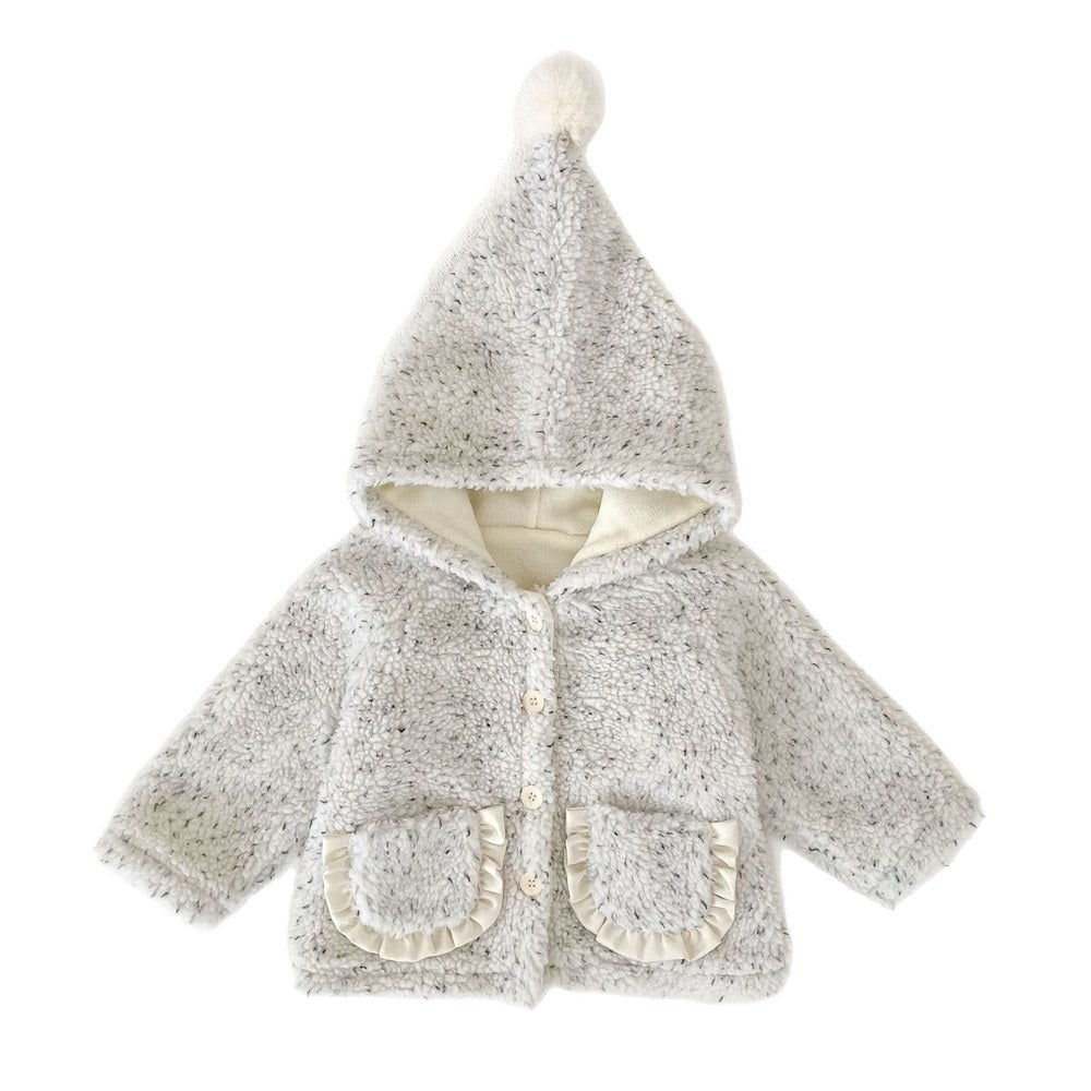 Baby Kids Girls' Fluffy Dots Pattern Coat