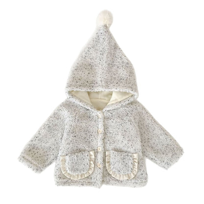 Baby Kids Girls' Fluffy Dots Pattern Coat