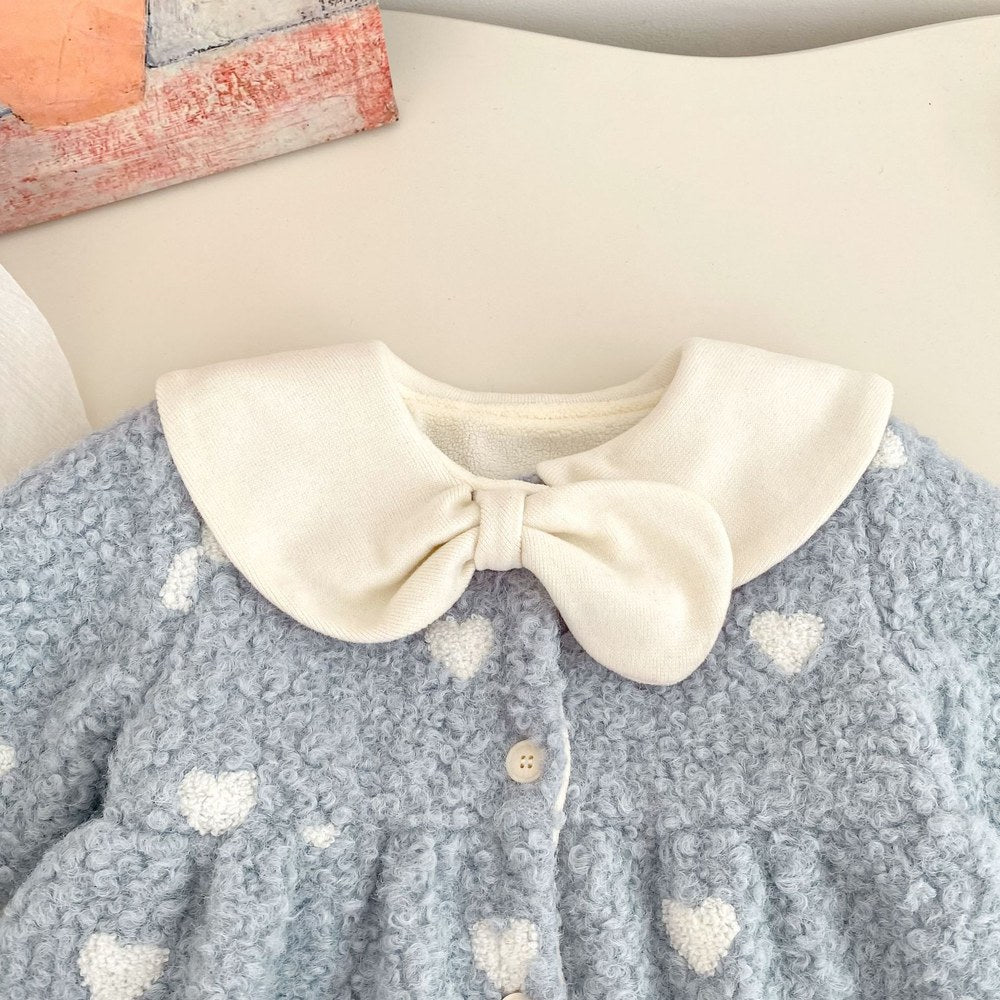 Baby Kids Girls' Fluffy Hearts Pattern Coat