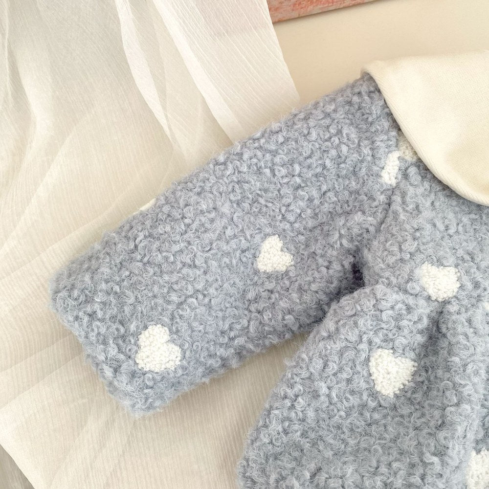 Baby Kids Girls' Fluffy Hearts Pattern Coat