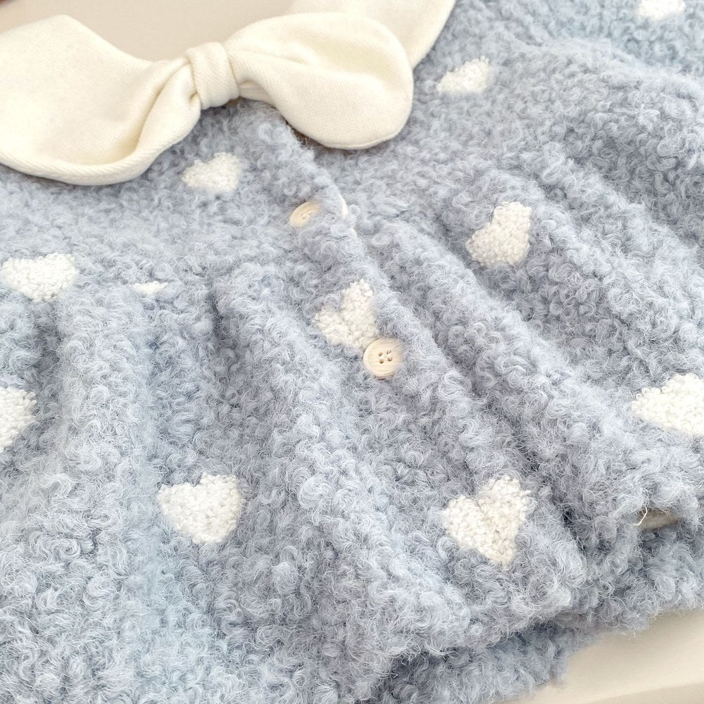 Baby Kids Girls' Fluffy Hearts Pattern Coat