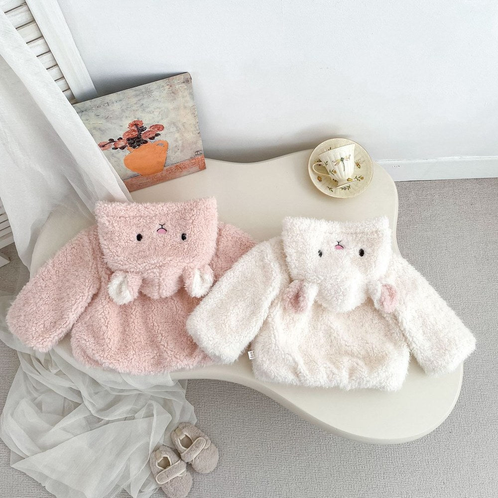 Baby Kids Girls' Fluffy Cartoon Pattern Hooded Coat
