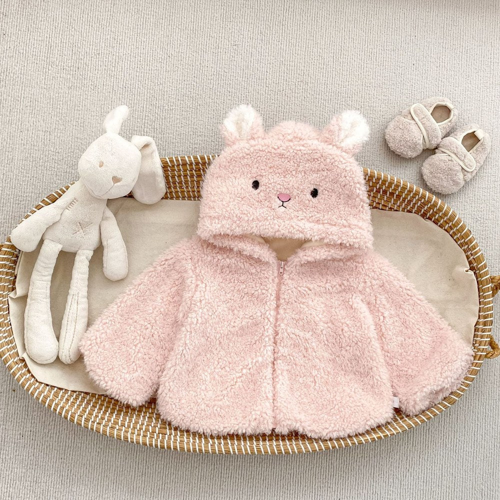 Baby Kids Girls' Fluffy Cartoon Pattern Hooded Coat