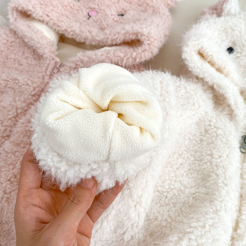 Baby Kids Girls' Fluffy Cartoon Pattern Hooded Coat
