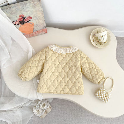 Baby Kids Girls' Cotton-Padded Dots Pattern Coat