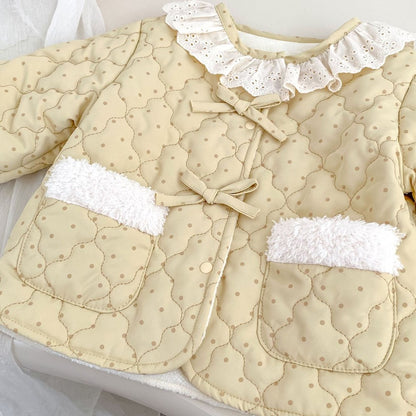 Baby Kids Girls' Cotton-Padded Dots Pattern Coat