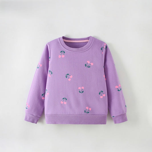 Baby Kids Girls Cherry Pattern Long Sleeves Top