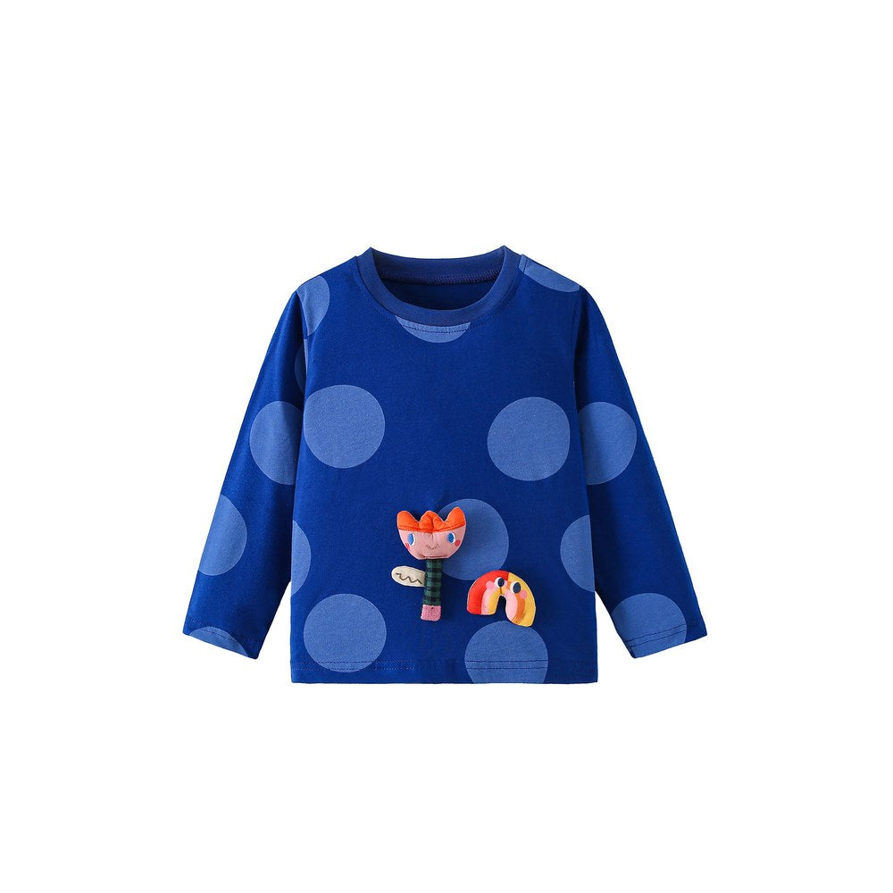 Baby Kids Girls Polka Dots Pattern Long Sleeves Top