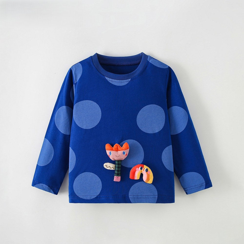 Baby Kids Girls Polka Dots Pattern Long Sleeves Top