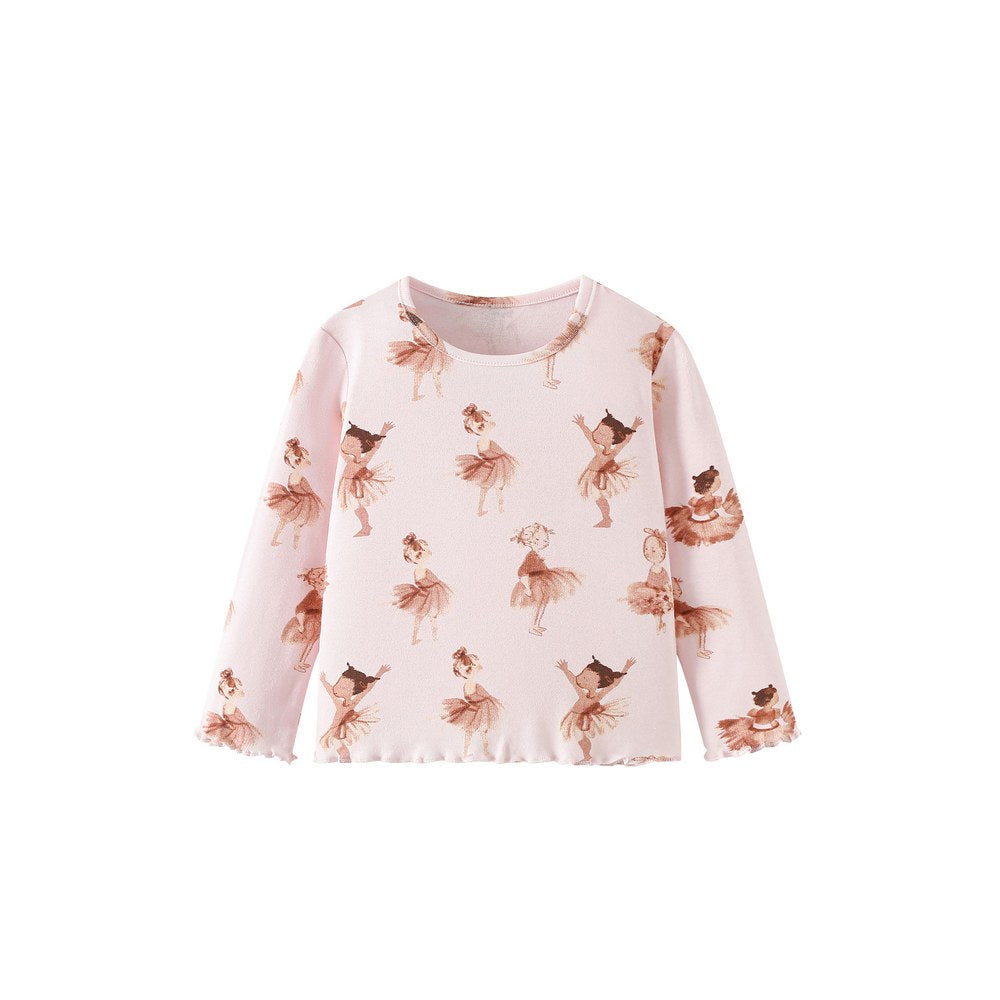 Baby Kids Girls Cartoon Pattern Long Sleeves Top