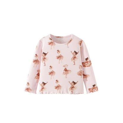 Baby Kids Girls Cartoon Pattern Long Sleeves Top