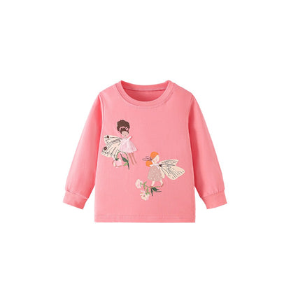 Baby Kids Girls Cartoon Pattern Long Sleeves Top