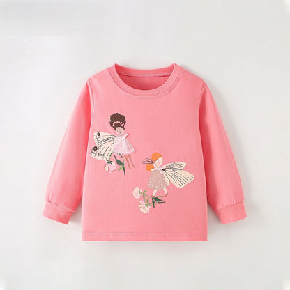 Baby Kids Girls Cartoon Pattern Long Sleeves Top