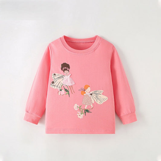 Baby Kids Girls Cartoon Pattern Long Sleeves Top