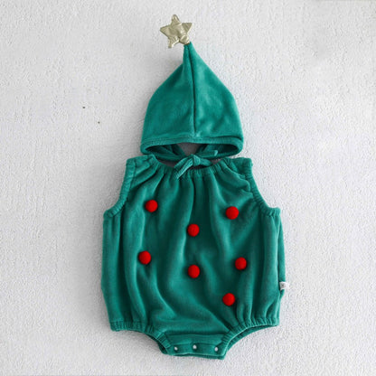 Christmas Baby Unisex Sleeveless Bodysuit with Hat