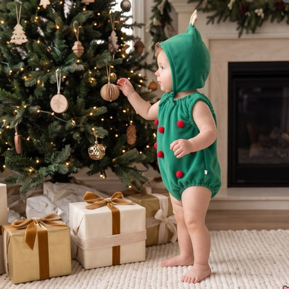 Christmas Baby Unisex Sleeveless Bodysuit with Hat