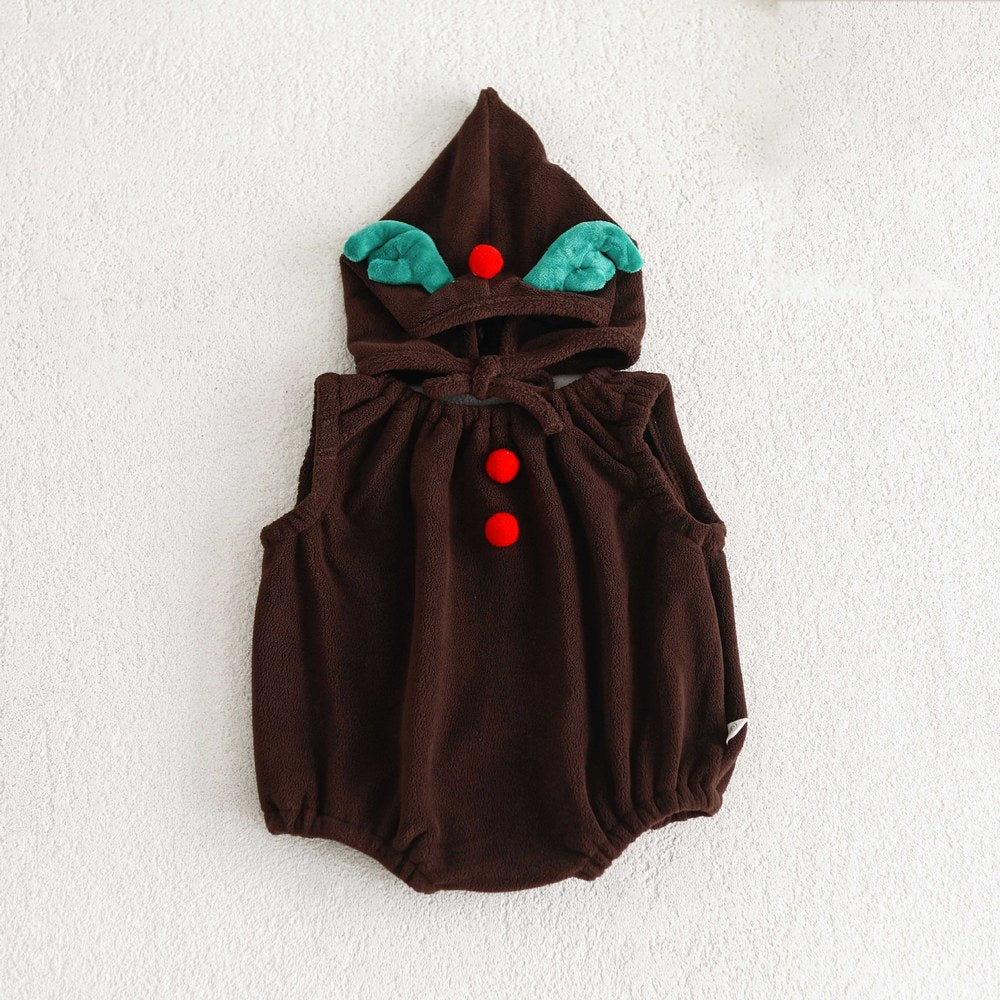 Christmas Baby Unisex Sleeveless Bodysuit with Hat