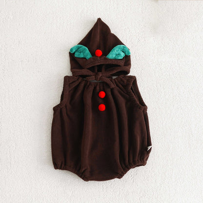Christmas Baby Unisex Sleeveless Bodysuit with Hat