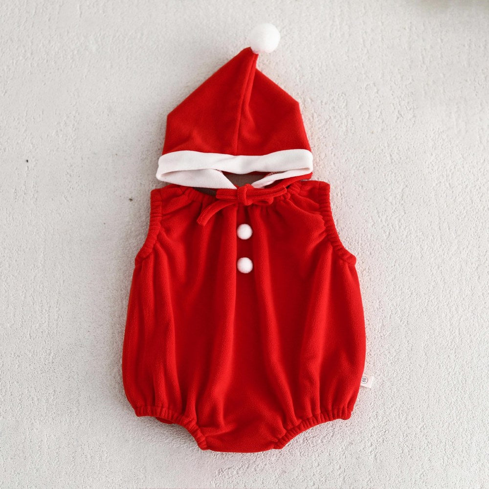Christmas Baby Unisex Sleeveless Bodysuit with Hat