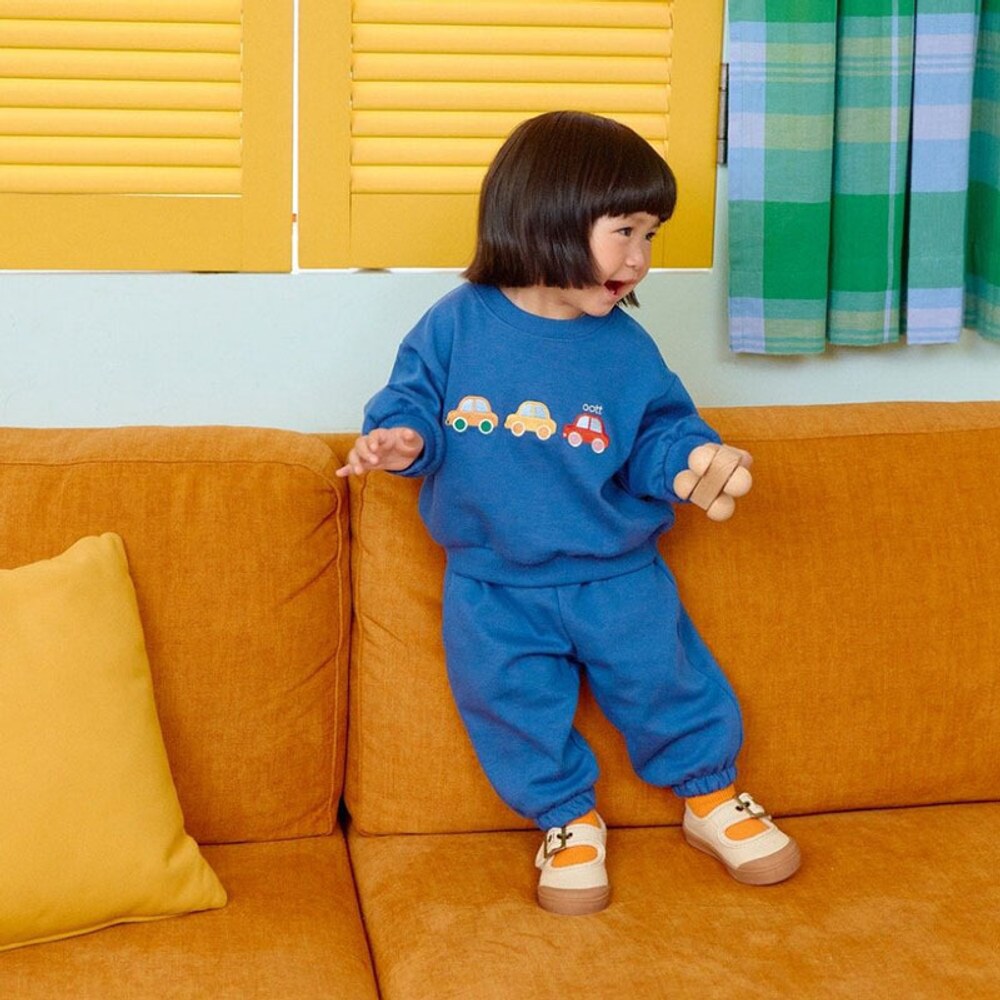 Baby Kids Cartoon Pattern Long Sleeves Sweatshirt and Plain Pants 2-piece Clothing Set