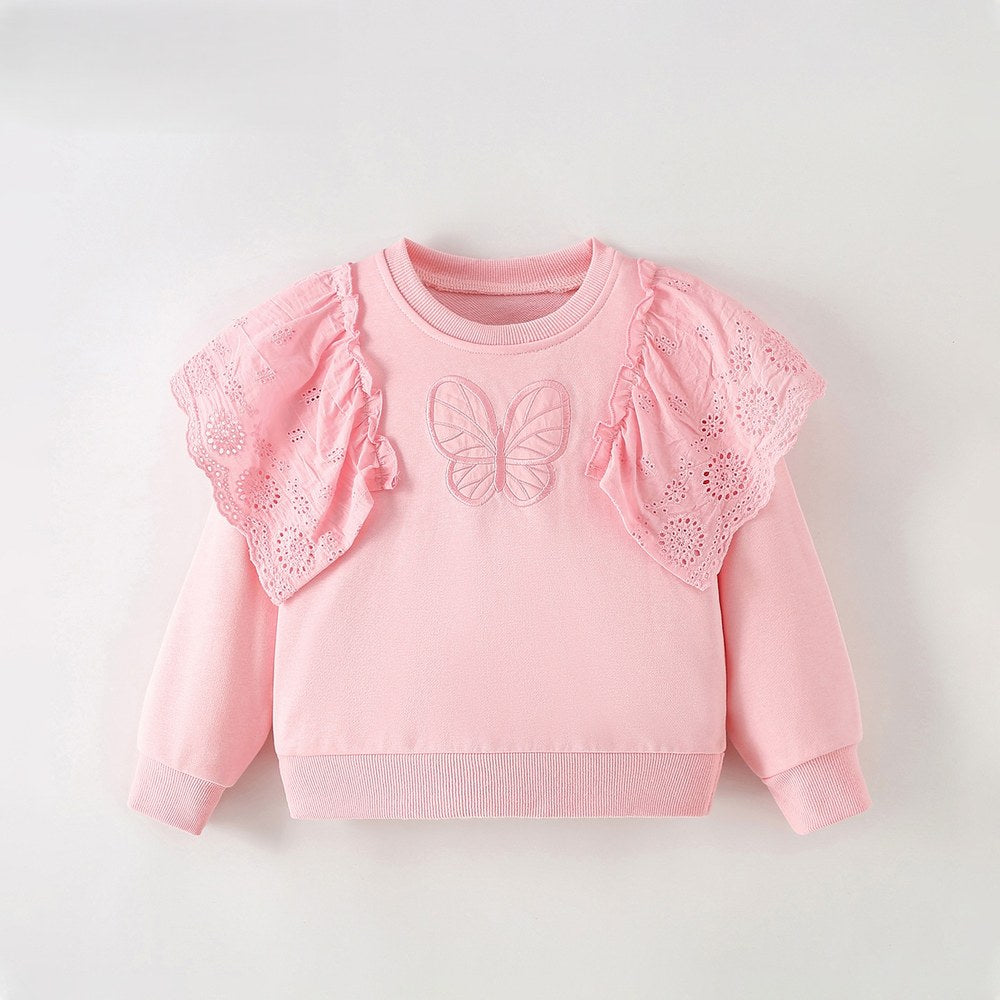 Baby Kids Girls Butterfly Pattern Long Sleeves Top