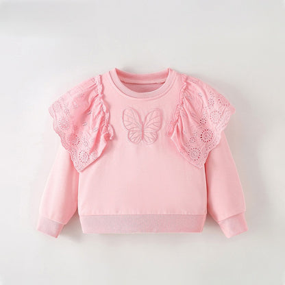 Baby Kids Girls Butterfly Pattern Long Sleeves Top