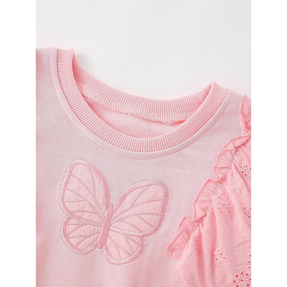 Baby Kids Girls Butterfly Pattern Long Sleeves Top