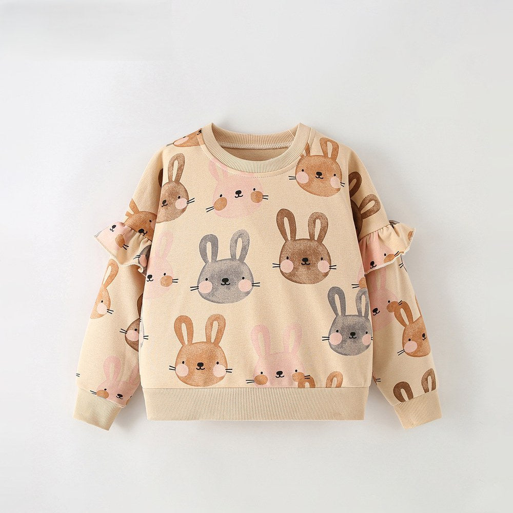 Baby Kids Girls Animals Cartoon Pattern Long Sleeves Top