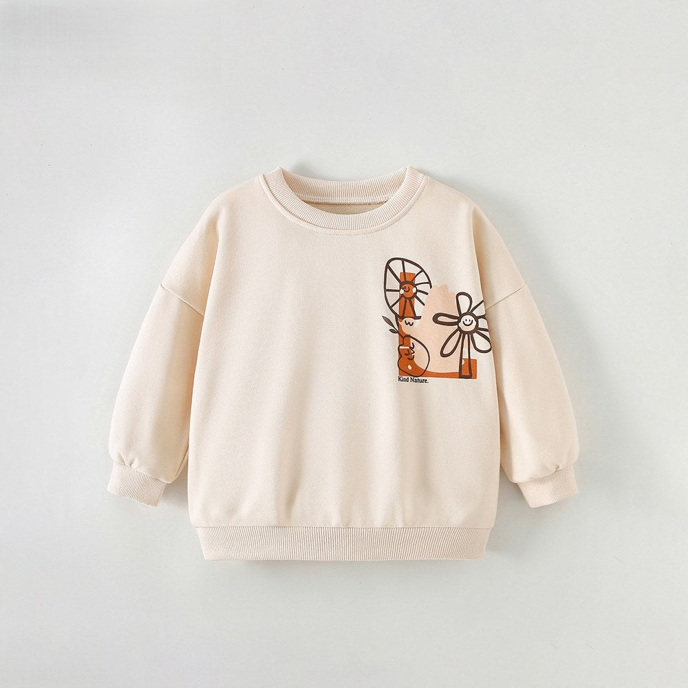 Baby Kids Girls Letters Cartoon Pattern Long Sleeves Top