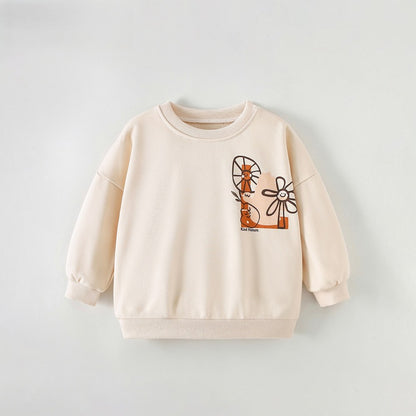 Baby Kids Girls Letters Cartoon Pattern Long Sleeves Top
