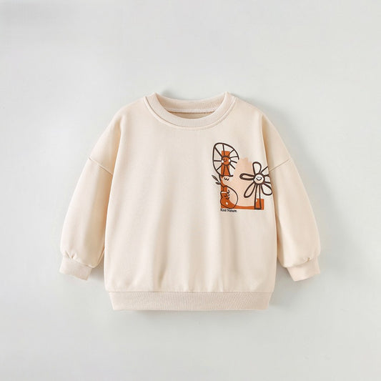 Baby Kids Girls Letters Cartoon Pattern Long Sleeves Top