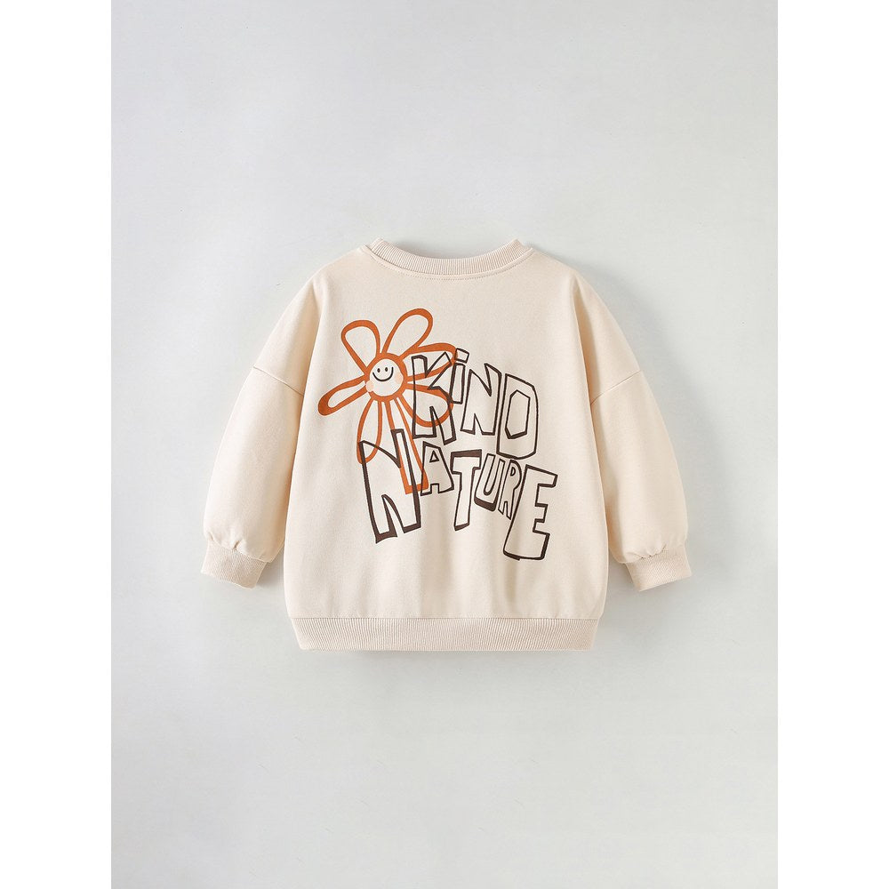 Baby Kids Girls Letters Cartoon Pattern Long Sleeves Top