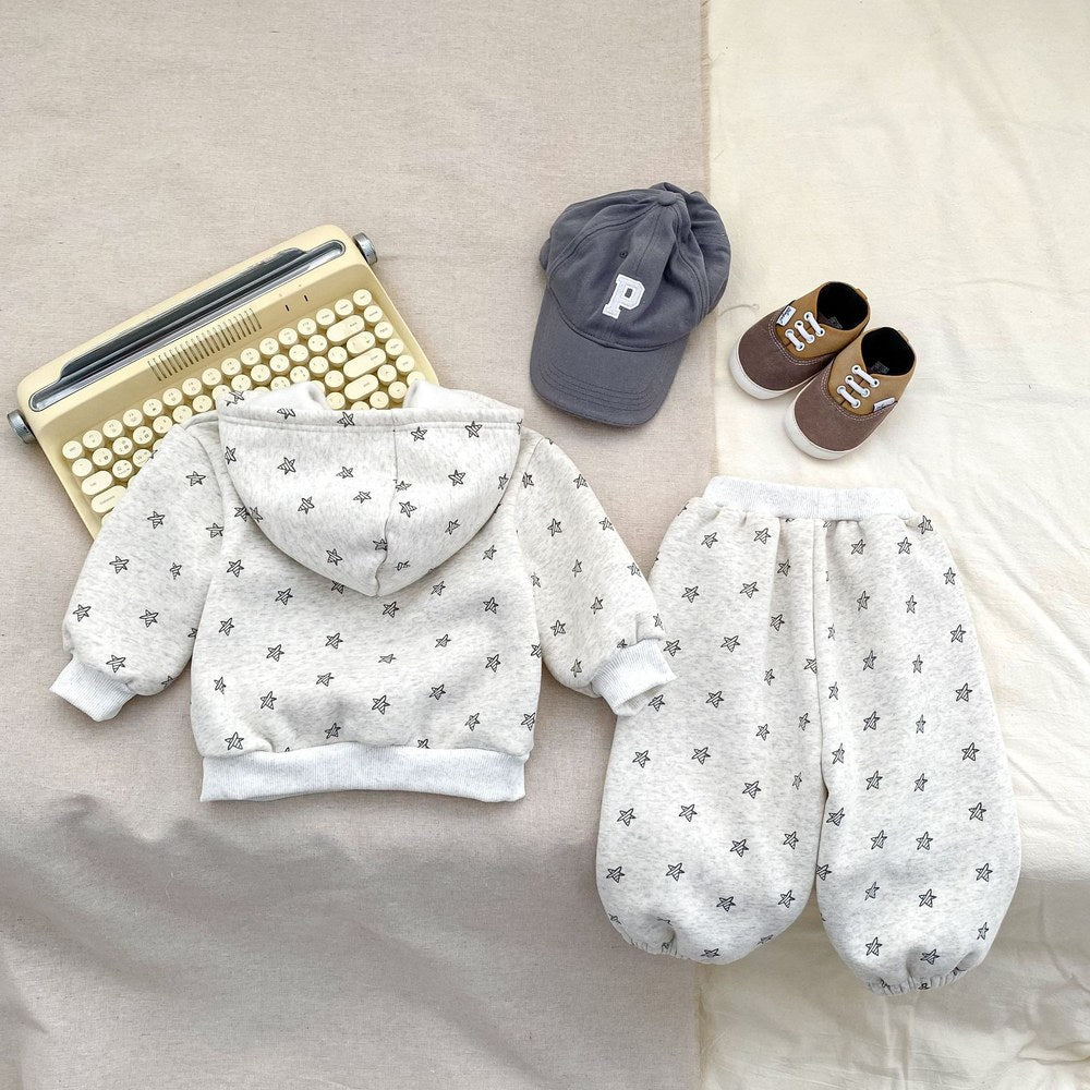 Baby Kids Stars Pattern Long Sleeves Coat and Pants 2-piece Clothing Set