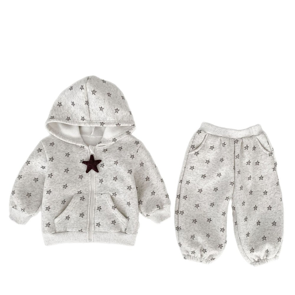 Baby Kids Stars Pattern Long Sleeves Coat and Pants 2-piece Clothing Set