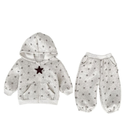 Baby Kids Stars Pattern Long Sleeves Coat and Pants 2-piece Clothing Set