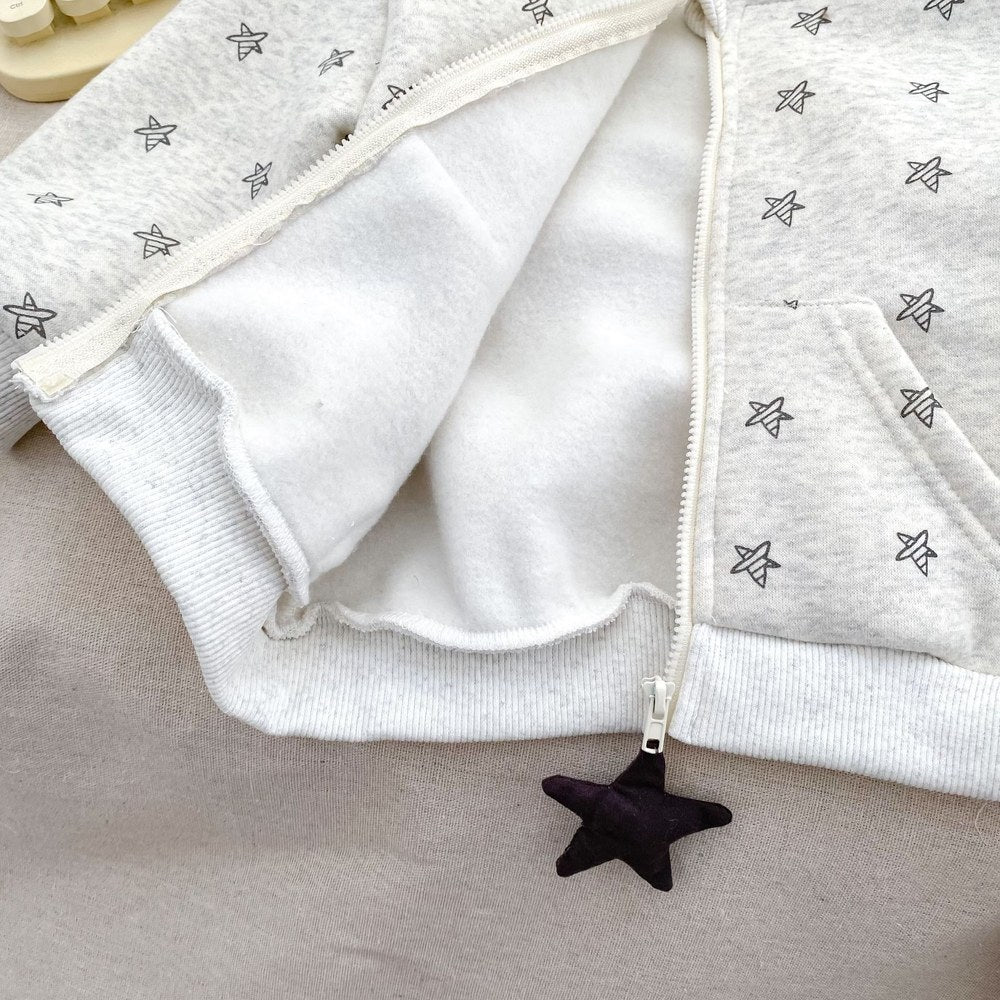 Baby Kids Stars Pattern Long Sleeves Coat and Pants 2-piece Clothing Set