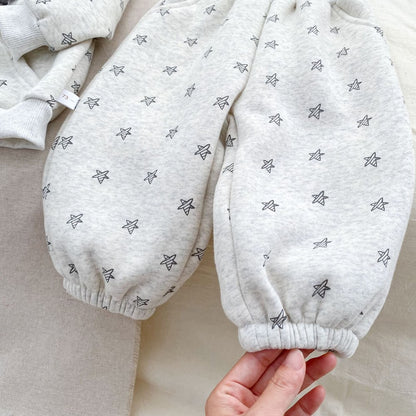 Baby Kids Stars Pattern Long Sleeves Coat and Pants 2-piece Clothing Set