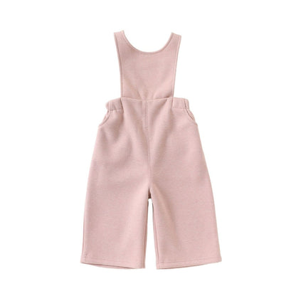 Baby Kids Unisex Sleeveless Solid Color Strap Rompers Overalls