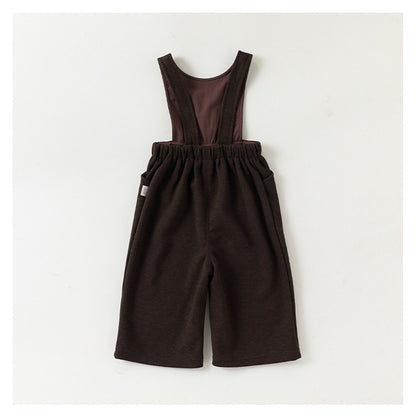 Baby Kids Unisex Sleeveless Solid Color Strap Rompers Overalls