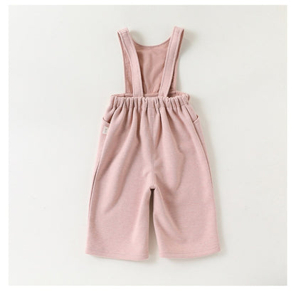 Baby Kids Unisex Sleeveless Solid Color Strap Rompers Overalls