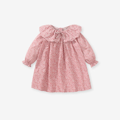 Baby Kids Girls Princess Vintage Floral Pattern Long Sleeves Dress