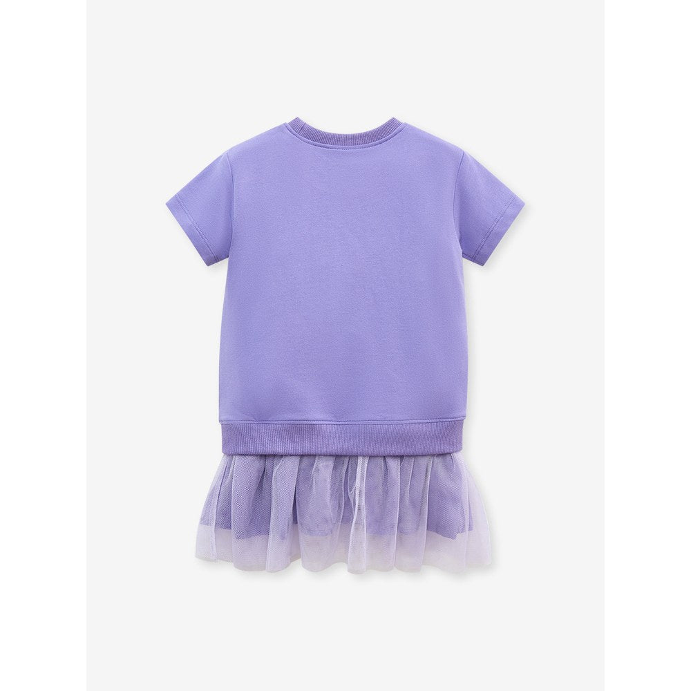 Baby Kids Girls Stars Pattern Short Sleeves Tulle Dress