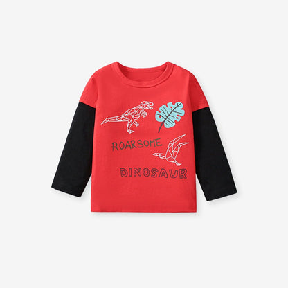 Baby Kids Boys Cartoon and Letters Pattern Long Sleeves Top